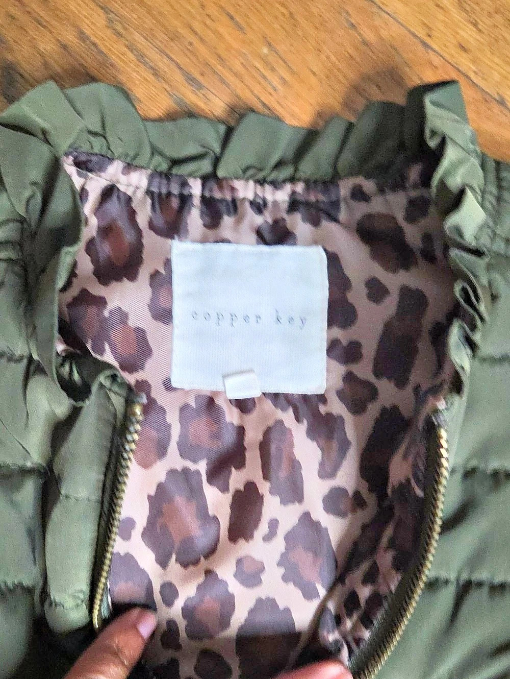 Copper Key Olive Quilted Ruffle Vest - Picture 4 of 5